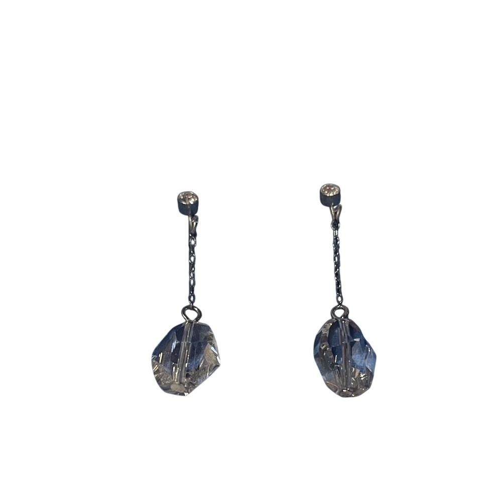 Avon 2006 Y2K Silver‎ Crystal aura Drop Earrings crystallized with Swarovski